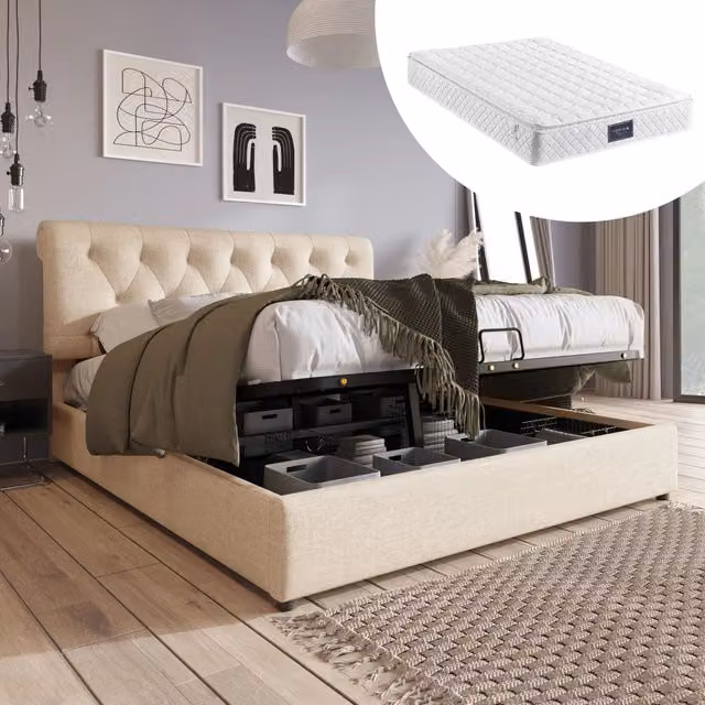 letto imbottito lino naturale 140x200 cm