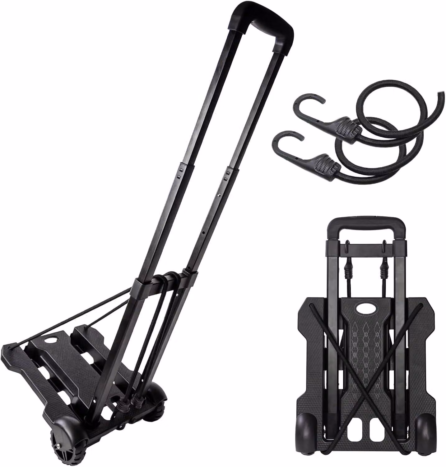 Carrello pieghevole, con 2 cinghie di fissaggio, ideale per viaggi