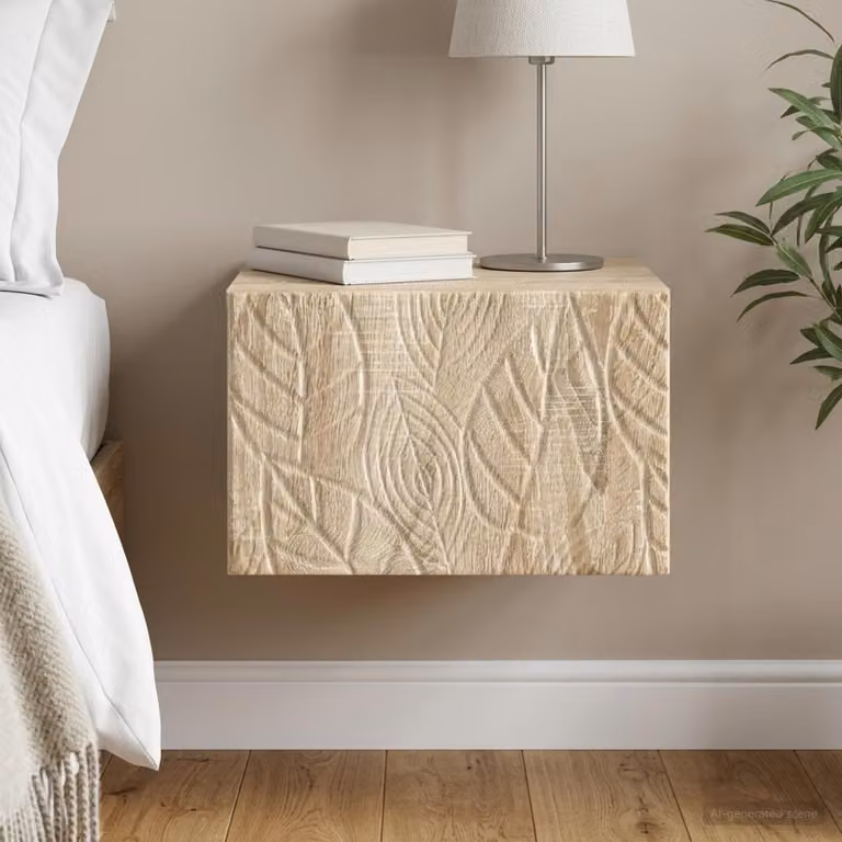 vidaXL Mobiletto da notte sospeso Rovere Sonoma L: 49 cm, P: 34,5 cm, H: 20 cm