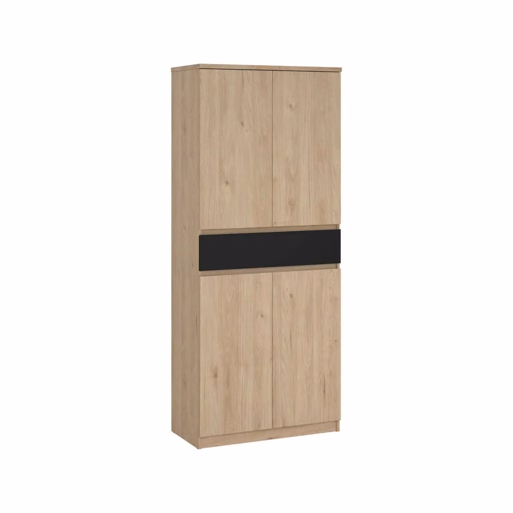 Scarpiera DMORA moderna con ante e cassetti, mobile porta scarpe per ingresso in legno e MDF, L/P/H: 80 x 40 x 191,7 cm, Rovere e Nero – 2