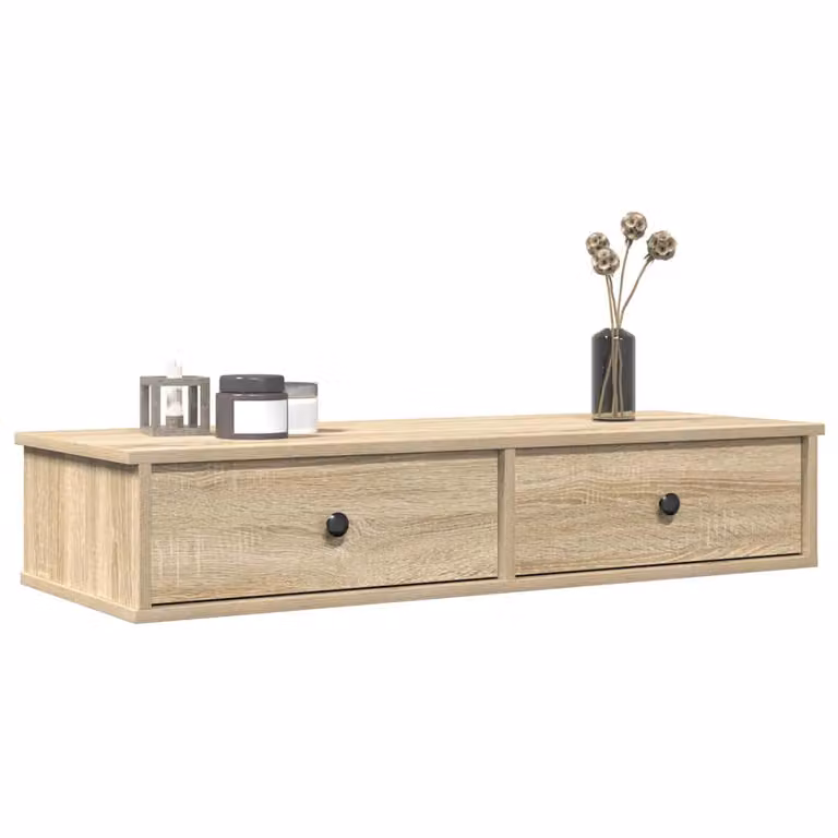 Scaffale a Parete con Cassetti vidaXL in Stile Scandinavo, Colore Marrone e Beige, L 100 x P 37,5 x H 19 cm