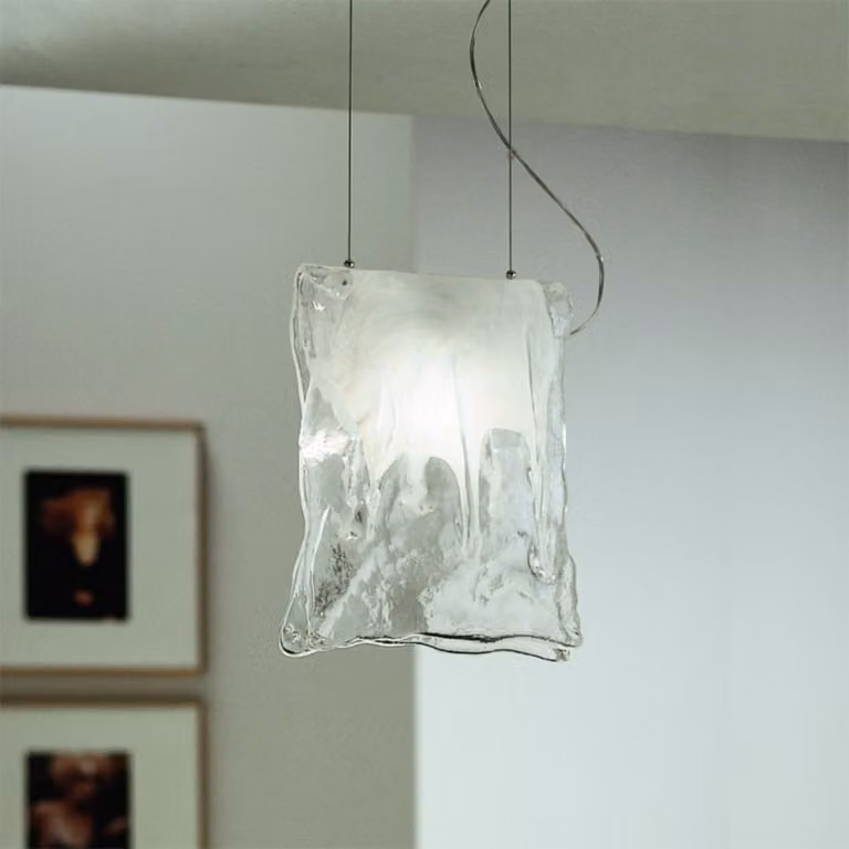 Sil-Lux Lampada a sospensione in vetro MURANO, dimmerabile, Chiaro / Trasparente, Soggiorno / Sala da pranzo, Vetro, Design, Lampada a sospensione