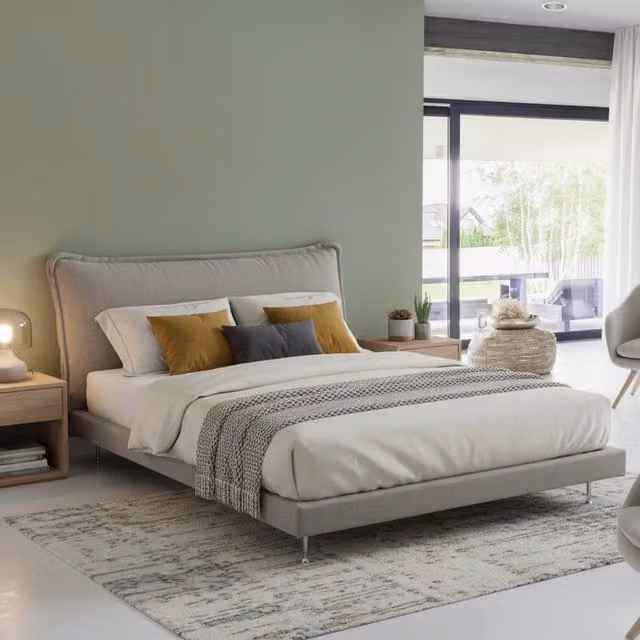 Letto matrimoniale Talamo Italia Arcore con rivestimento e testata in tessuto grigio, adatto per materasso 160x200 cm – 1