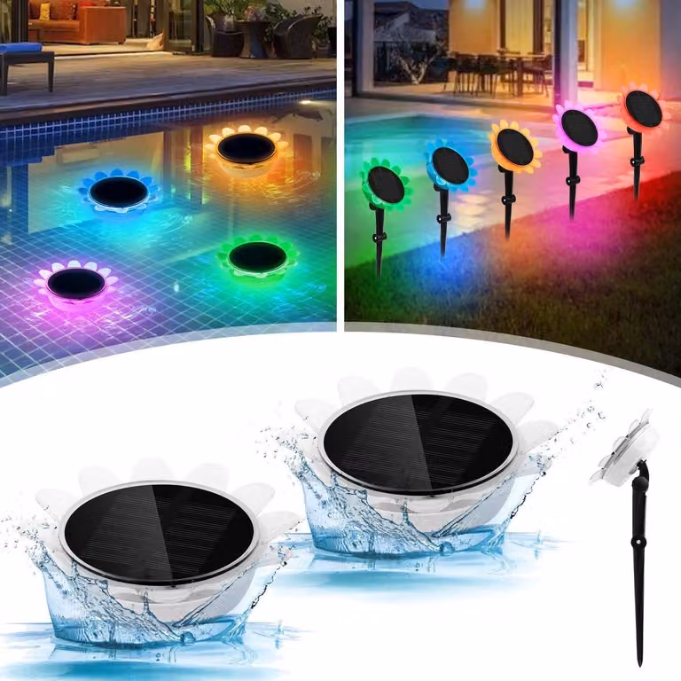 Lampada galleggiante a energia solare per piscina 2x RGB – Impermeabile IP68, giardino e piscina
