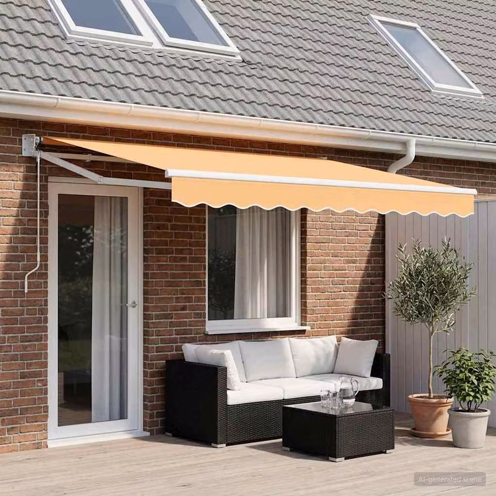 Tenda retrattile vidaXL color sabbia in poliestere e metallo, L: 400 cm, P: 300 cm