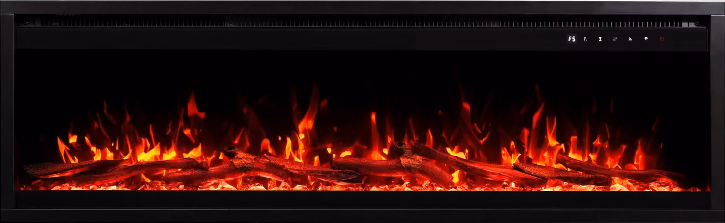 Camino elettrico AFLAMO Royal PRO 100 - fuoco realistico - da parete o da incasso - 100x38x16 cm - camino elettrico decorativo a LED con funzione di riscaldamento 750/1500 W