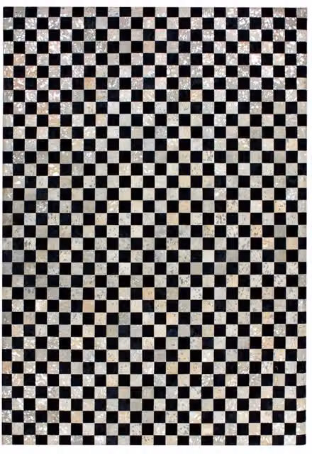 Tappeto Rocket 200 in Vera Pelle Patchwork di Kendra Home, Argento e Grigio, Rettangolare – 1