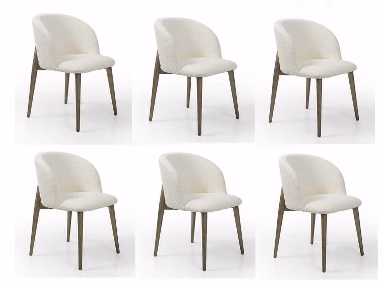 Set di sedie bianche, design moderno, lussuose, imbottite, ideali per la sala da pranzo