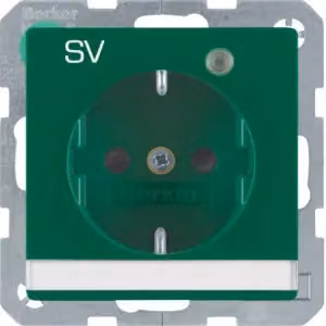 Berker 41106013 Presa SCHUKO con LED di controllo, campo di etichettatura verde e Berker Q.1/Q.3