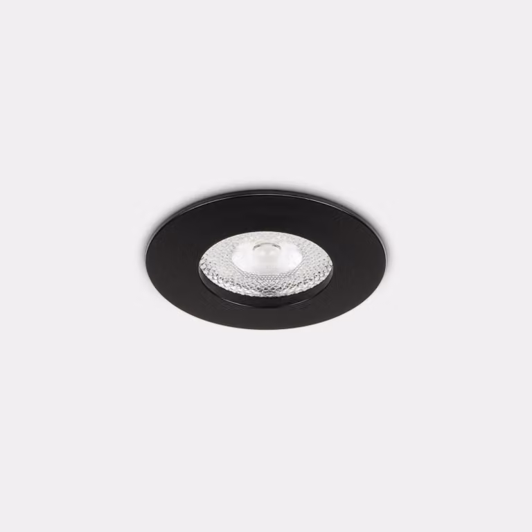 LedsC4 Downlight LED da incasso nero trasparente, illuminazione per interni 995 lumen 3000K, diametro 70 mm, design moderno e resistente in policarbonato e alluminio