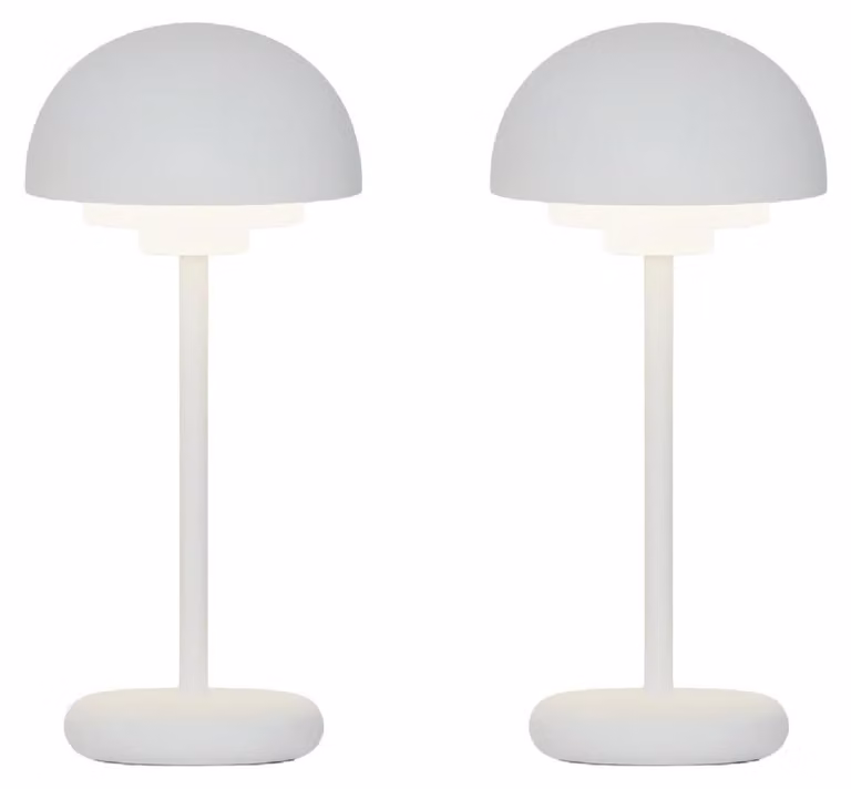 Luxus Europe - Lampada da tavolo Rhodos - Set da 2 pezzi, colore bianco - Lampada da tavolo da esterno senza fili, ricaricabile