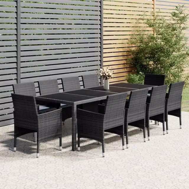 Set Pranzo da Giardino 11pz in Polyrattan Grigio 3058573