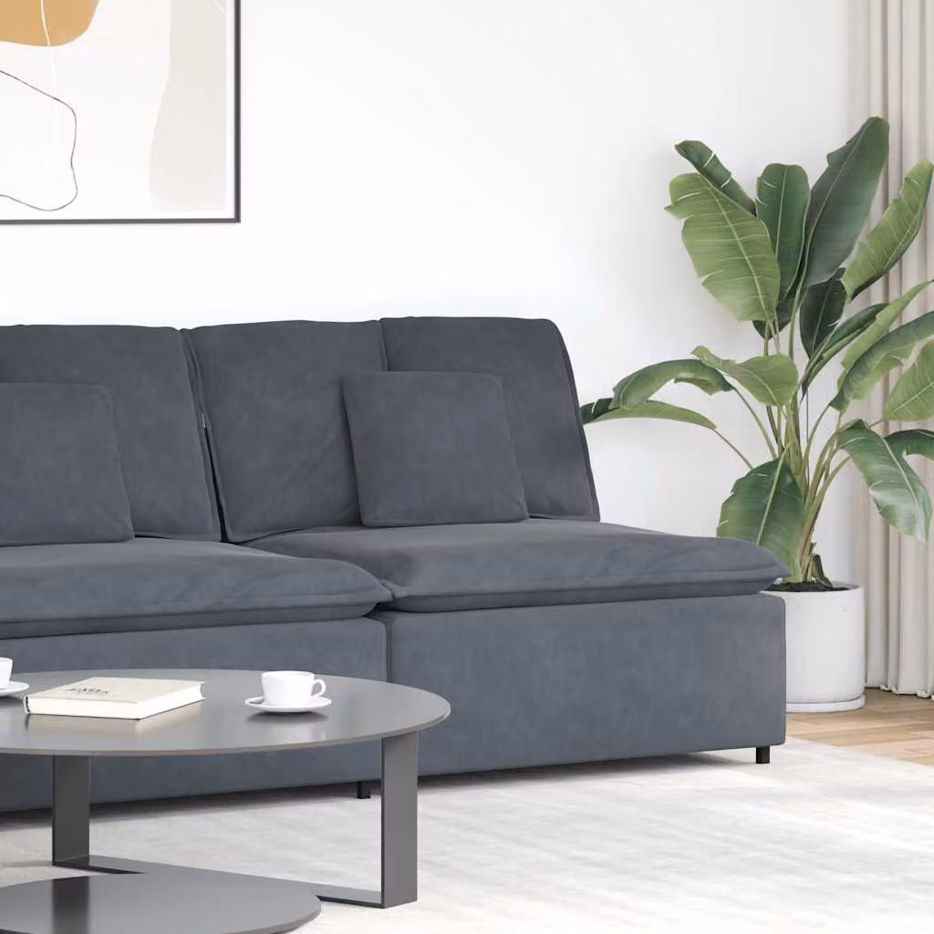 vidaXL Modulo Centrale di Divano Modulare con Cuscini Grigio Scuro L: 100 cm
