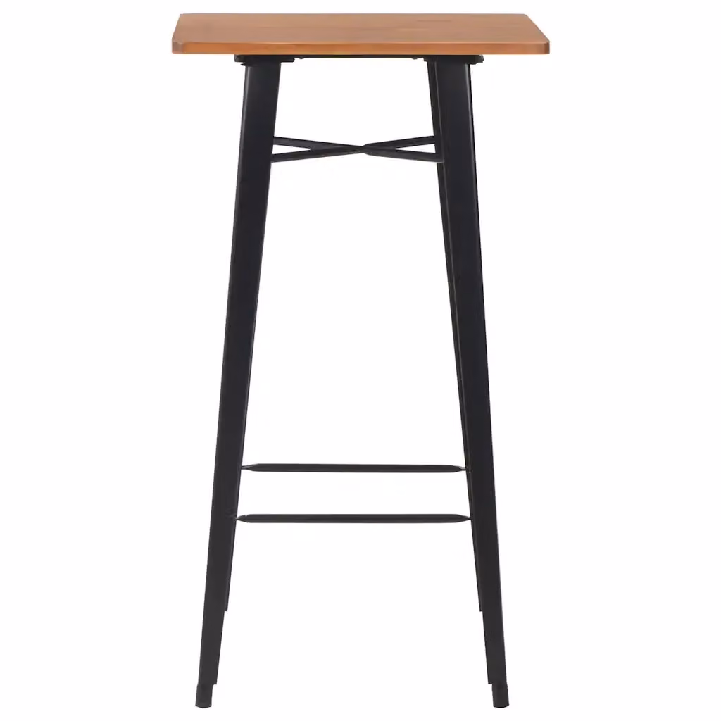 Tavolo da bar moderno in legno di pino e acciaio, nero e marrone, L/P/H: 60 x 60 x 108 cm – 2