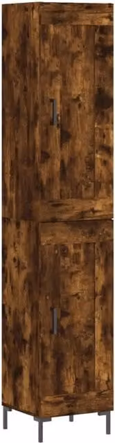 Credenza Buffet da pranzo in Rovere Fumo e Legno Multistrato, Design Industrial, L/P/H: 34,5 x 34 x 180 cm – 1