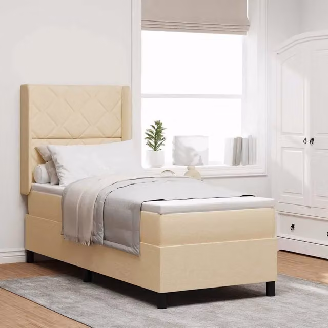 Letto a Sorgente LED con testiera Crema 80 x 200 cm Tessuto 3343537