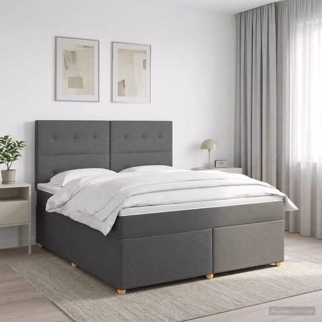 Letto box spring con materasso ibrido vidaXL Grigio Scuro L/P: 160 x 200 cm