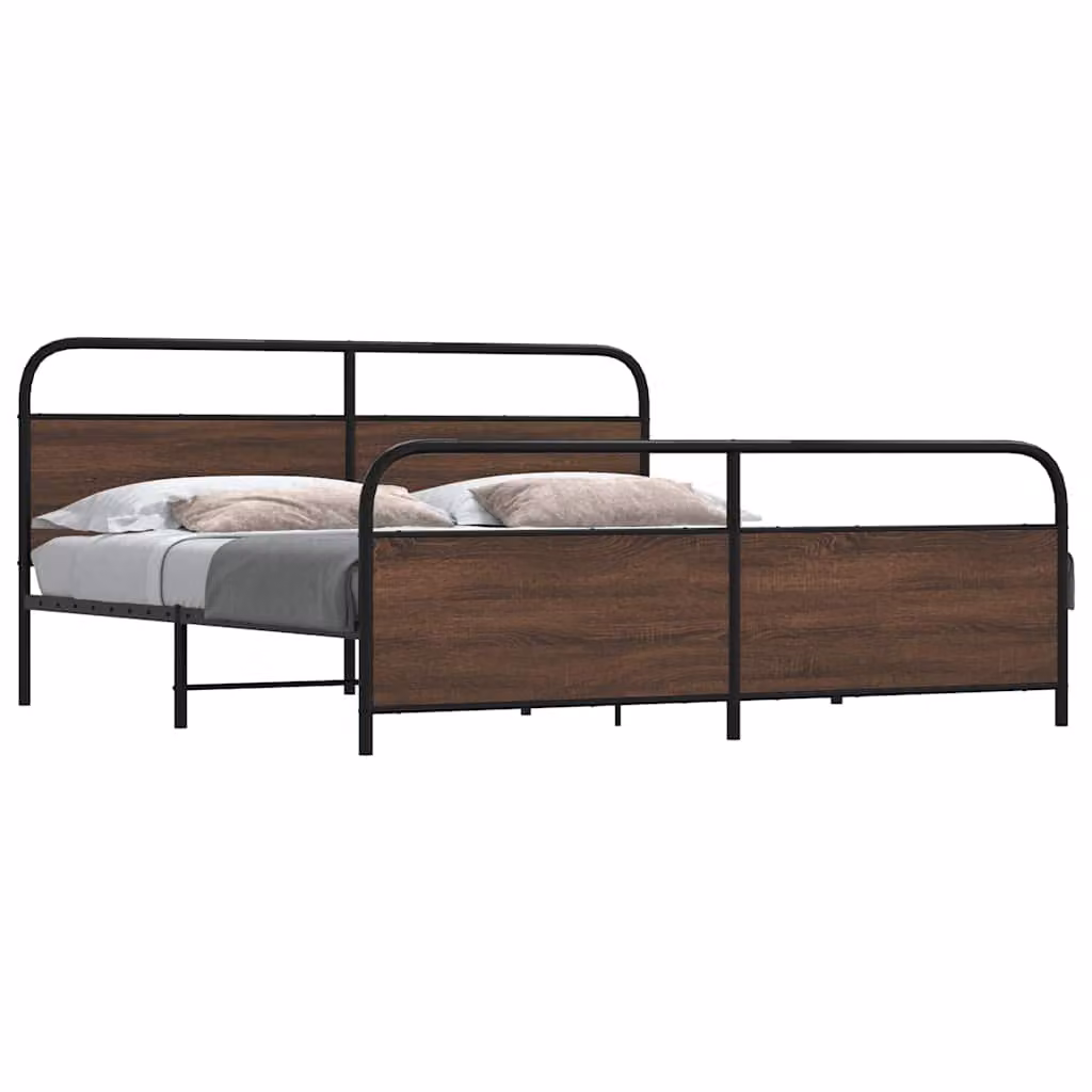 vidaXL Giroletto senza Materaso in Metallo Rovere Marrone 193x203 cm