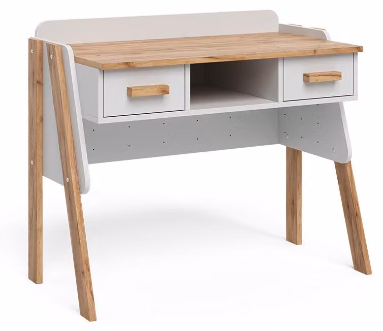 Scrivania Vitalispa Malia Bianco/Artisan 97 x 51 cm con 2 cassetti, Model 58372