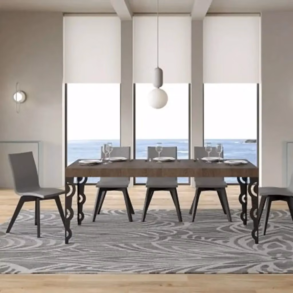 Tavolo allungabile moderno Ityhome colore noce con gambe antracite L/P: 130 x 90 cm, estensibile fino a 234 cm – 2