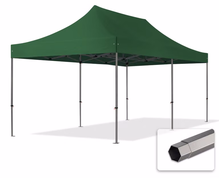 TOOLPORT 3x6m gazebo pieghevole, PREMIUM acciaio, verde scuro