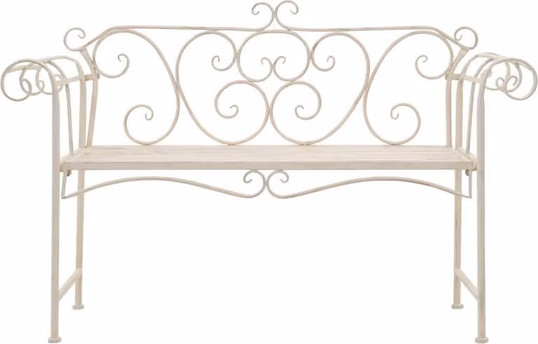 Panchina da giardino 132 cm in metallo bianco antico