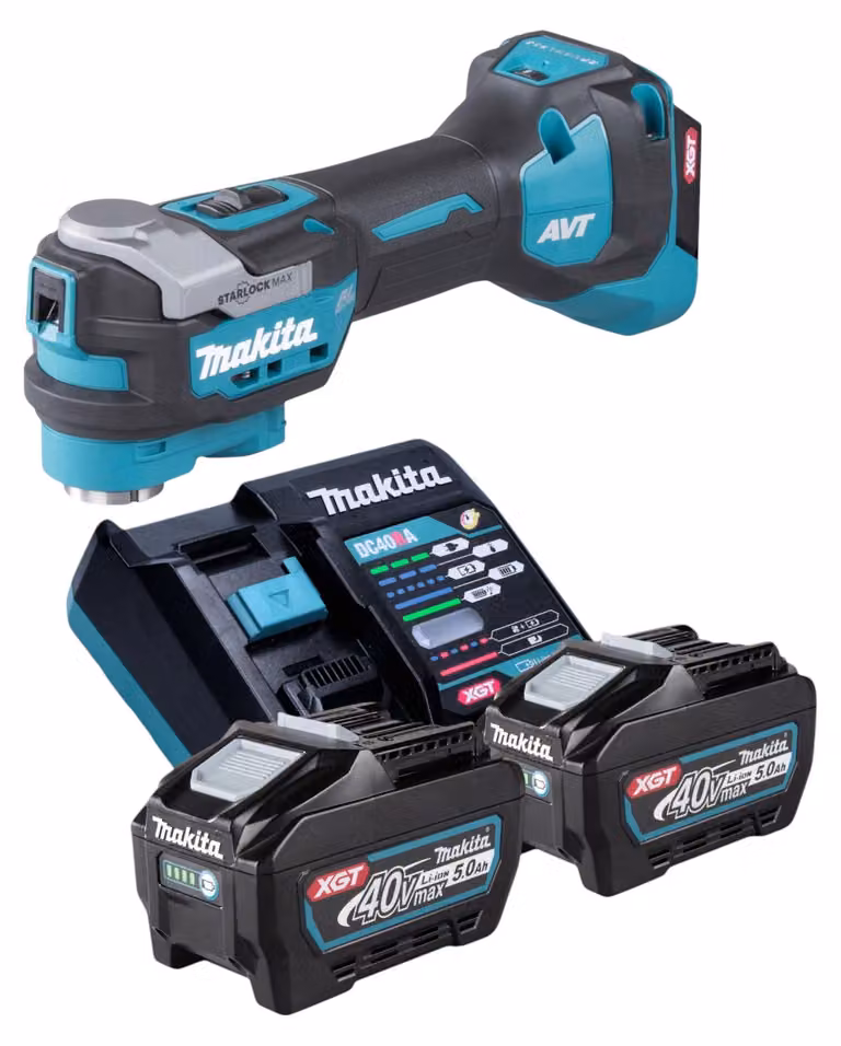Makita TM 001 GT201 Utensile multifunzione a batteria 40 V max. Starlock Max Brushless + 2x batteria ricaricabile 5,0 Ah + caricabatterie