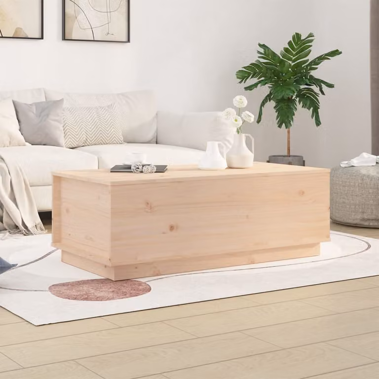 Tavolino The Living Store 100x50x35 cm in legno di pino massiccio