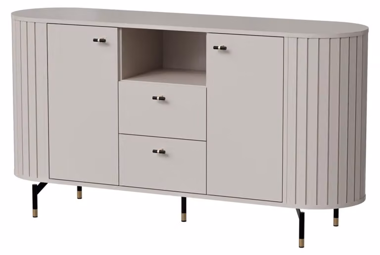 Selsey Zante - Credenza a 2 ante con 2 cassetti, color grigio-beige, 150 cm