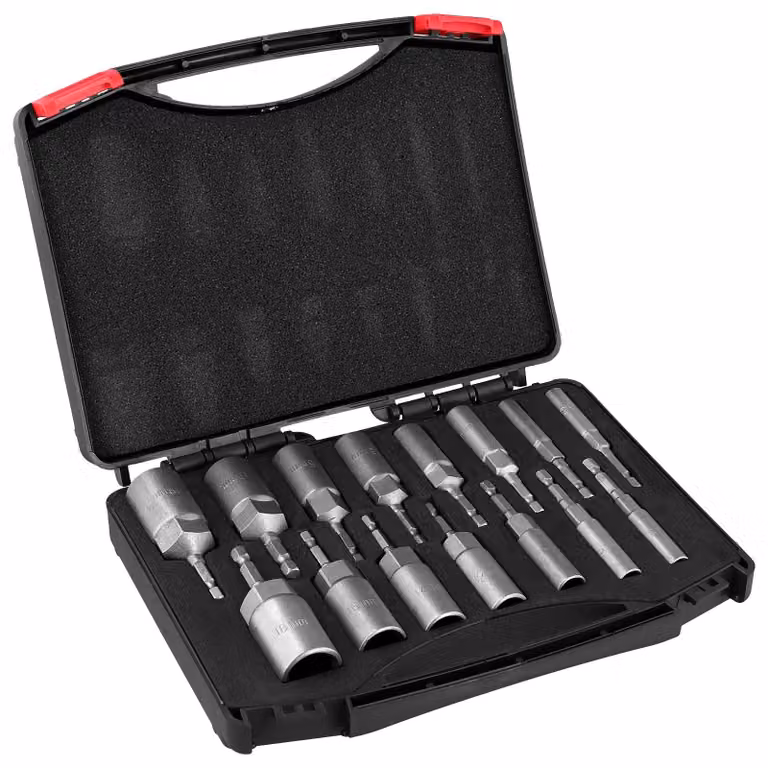 Set di chiavi a bussola esagonali - 15 pezzi - 5,5-19 mm - Adattatore per inserti da 1/4 pollice - Acciaio al cromo-vanadio