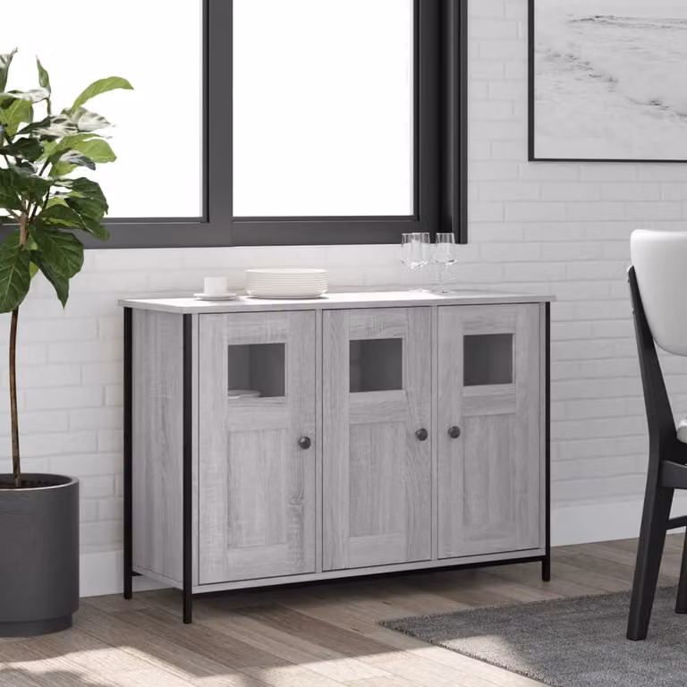 Credenza vidaXL in Legno Multistrato Grigio Sonoma L: 100 cm, P: 35 cm, H: 70 cm