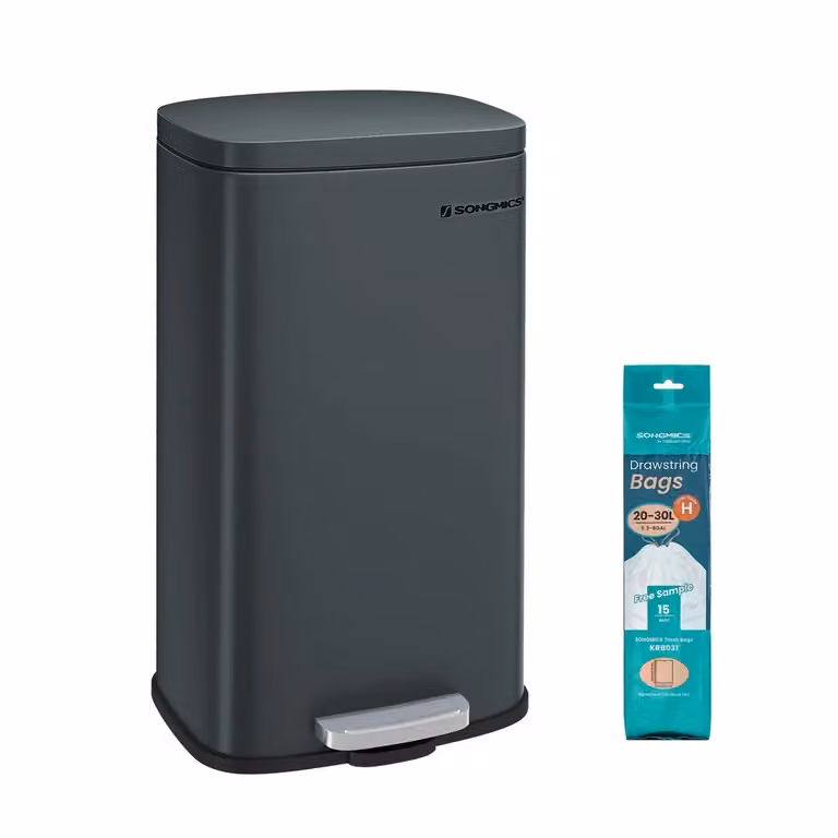 Pattumiera da Cucina con Pedale con Coperchio, Grigio Verdastro