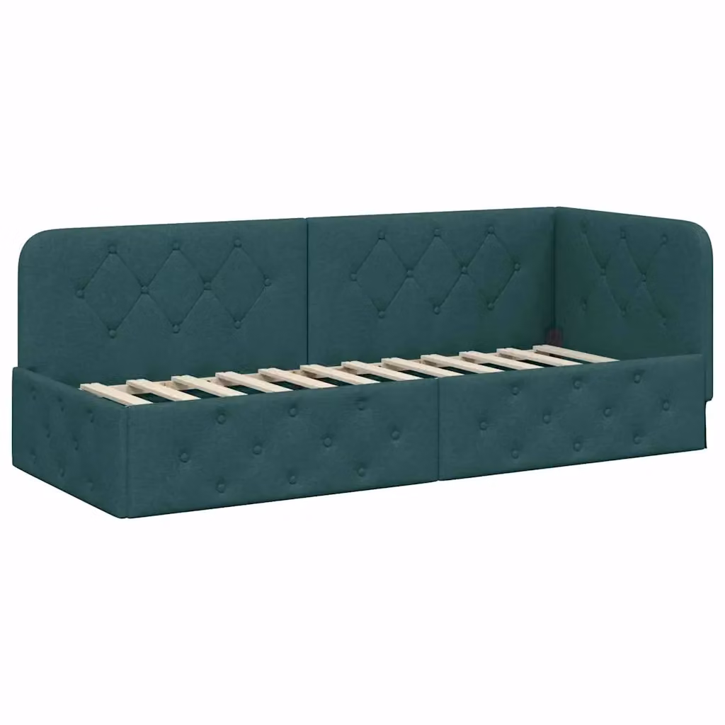 vidaXL Cornice del letto ad angolo in tessuto verde, L 200 x P 80 x H 72 cm – 2