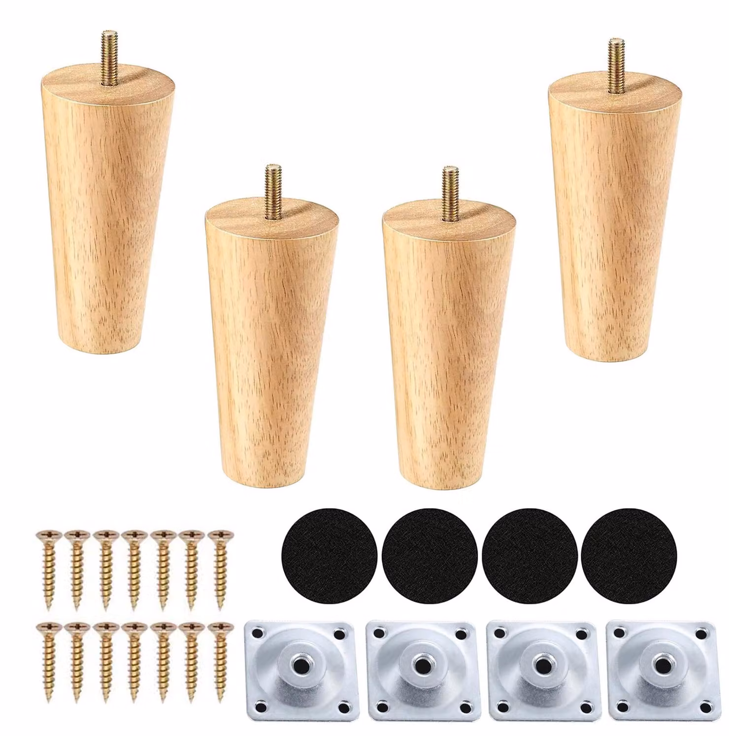 Piedini in legno per mobili - 12 cm - Set di 4 - Piedini di ricambio per divani/mobili - Stabili/Resistenti - Non danneggiano il pavimento