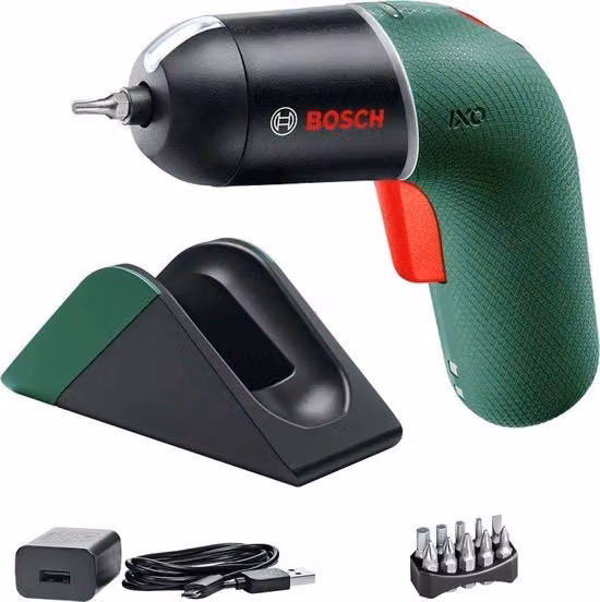 Avvitatore a batteria Bosch verde con stazione di ricarica inclusa