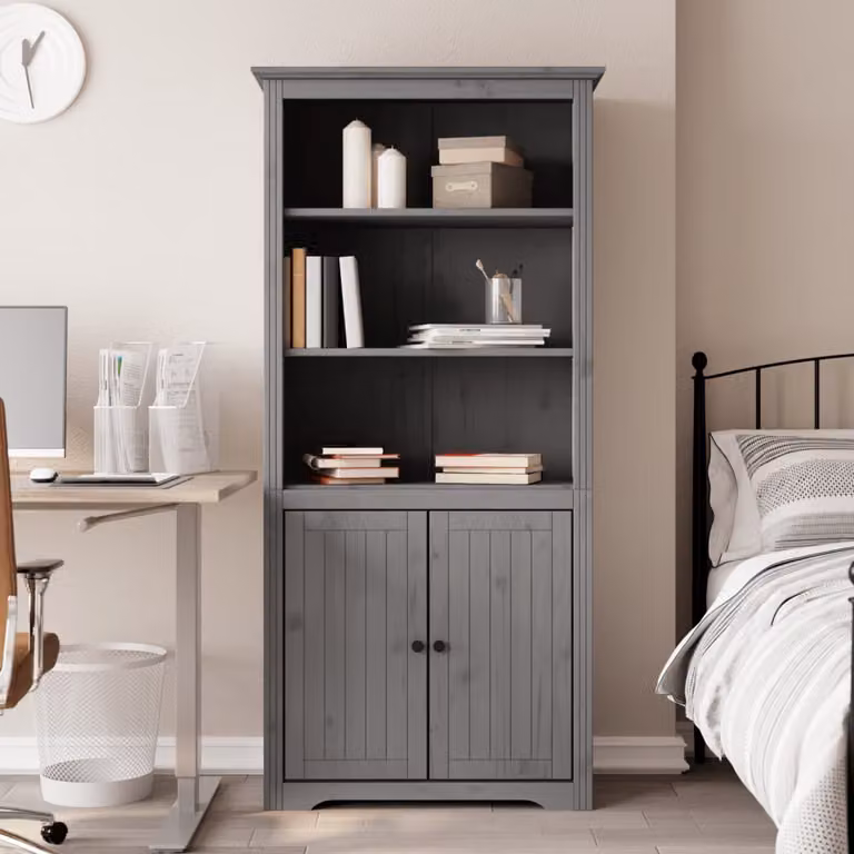 Libreria BODO vidaXL in legno massello di pino grigio L 82 cm, P 40 cm, H 173 cm