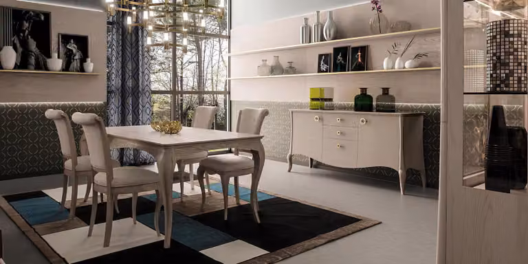 Klassische Esszimmer Garnitur Tisch Stuhl Set kommode Essgarnitur Stühle 6tlg