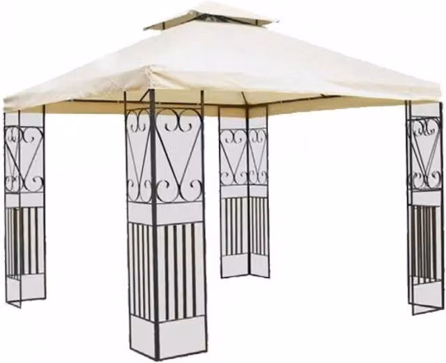 Gazebo da giardino Bauer in acciaio laccato color beige L: 300 cm, P: 300 cm, H: 260 cm