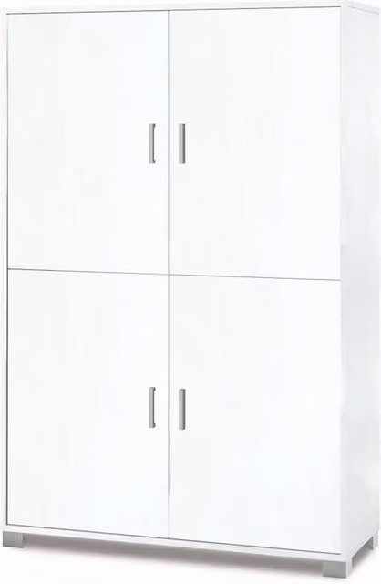 Armadio mobile 4 ante 107x41x162H cm in kit di montaggio colore Bianco