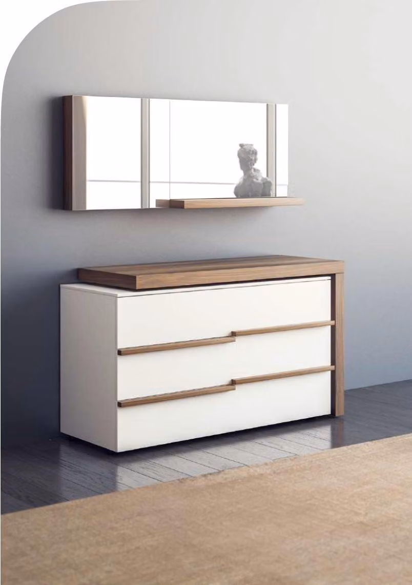 Weiße Luxus Kommode Mit Spiegel Modernes Walnuss Natur Design