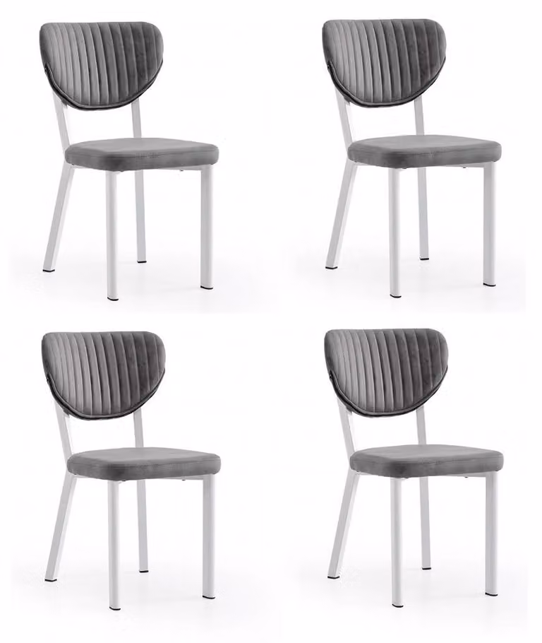 Set di sedie, 4 sedie moderne in tessuto, comode, morbide e confortevoli, grigie