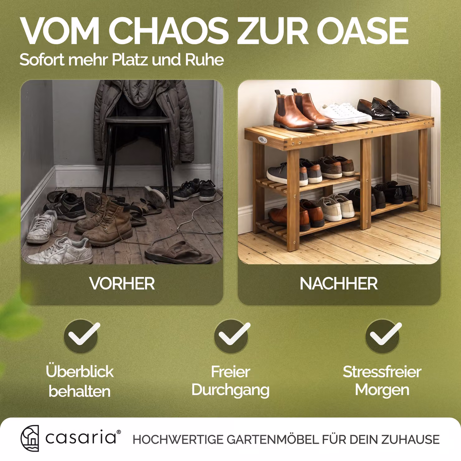 Panchina porta scarpe 2in1 Casaria in legno di acacia marrone L: 87 cm, P: 45 cm, H: 30 cm – 4