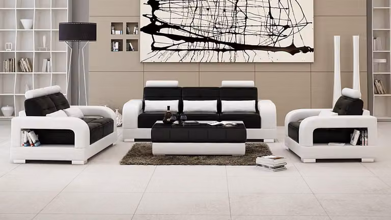 Ledersofa Couch Sofagarnitur 3+1+1 Sitzer Garnituren Design Wohnzimmer Set Sofa