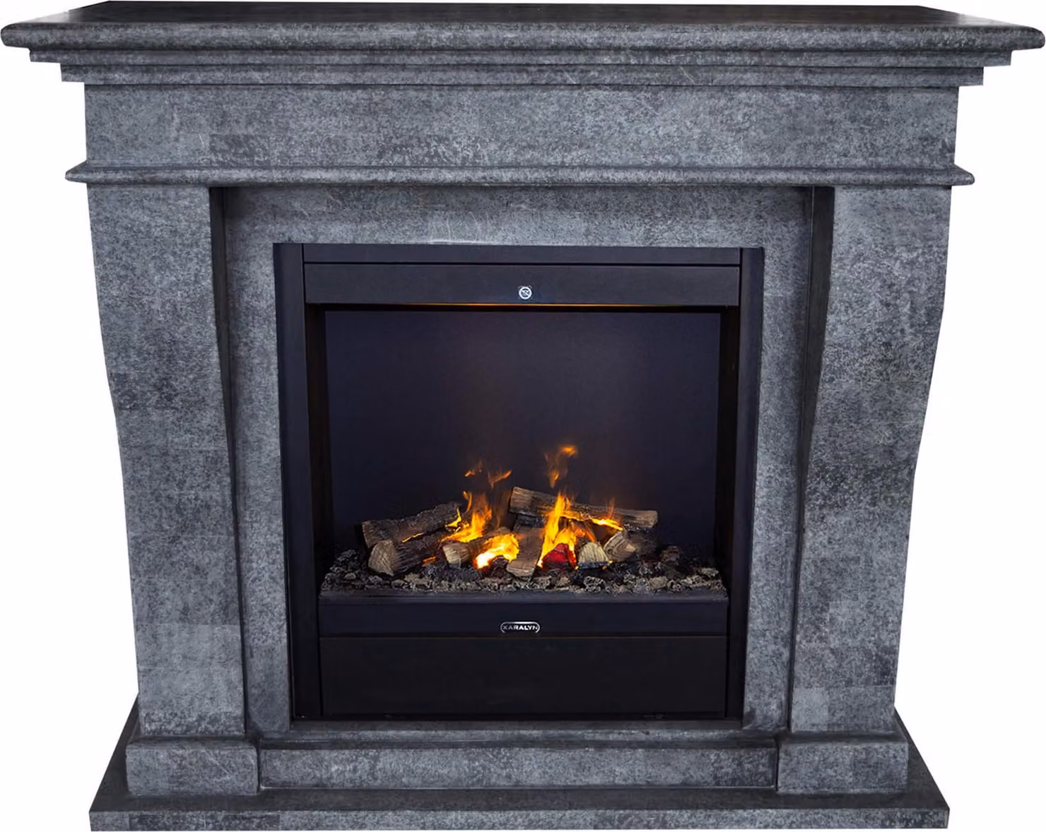 Caminetto a vapore acqueo Xaralyn - Kreta EAL-SWP - pietra naturale nera - riscaldamento 1500 Watt - con telecomando - caminetto elettrico Opti-Myst - caminetto da incasso incluso - caminetto decorativo