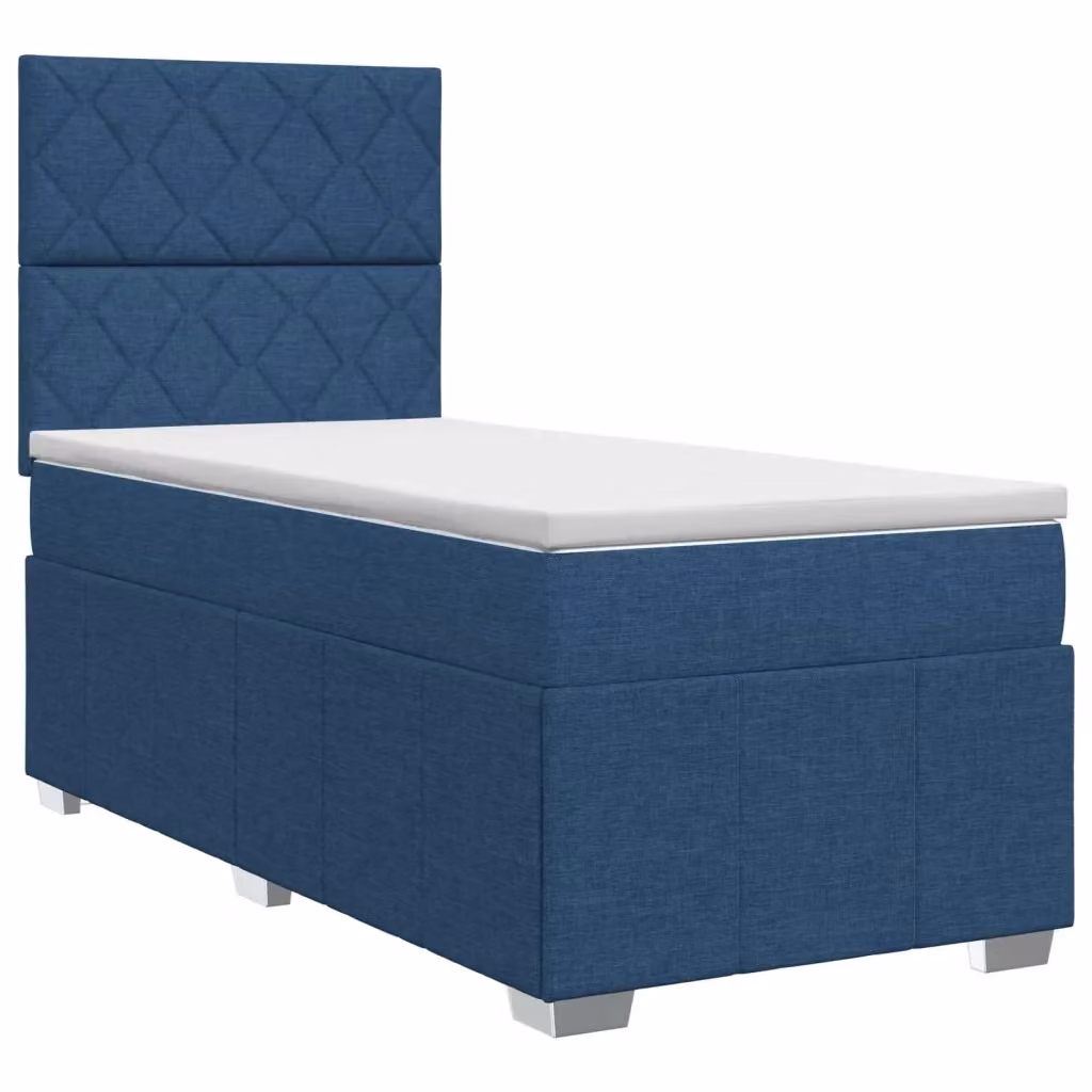 Letto box spring con materasso blu e bianco vidaXL con molle a tasche L: 90 cm, P: 200 cm, H: 46 cm – 2