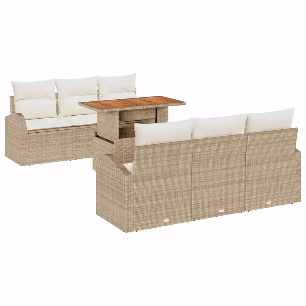 Set Divano da Giardino vidaXL 7 pz in Legno di Acacia e Colore Beige – 2