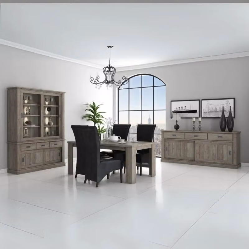 Vetrina Effezeta Italia Anthony67120 con 2 ante in vetro e 3 cassetti colore Ancona Oak H: 203.4 cm, L: 150.0 cm, P: 39.6 cm – 2