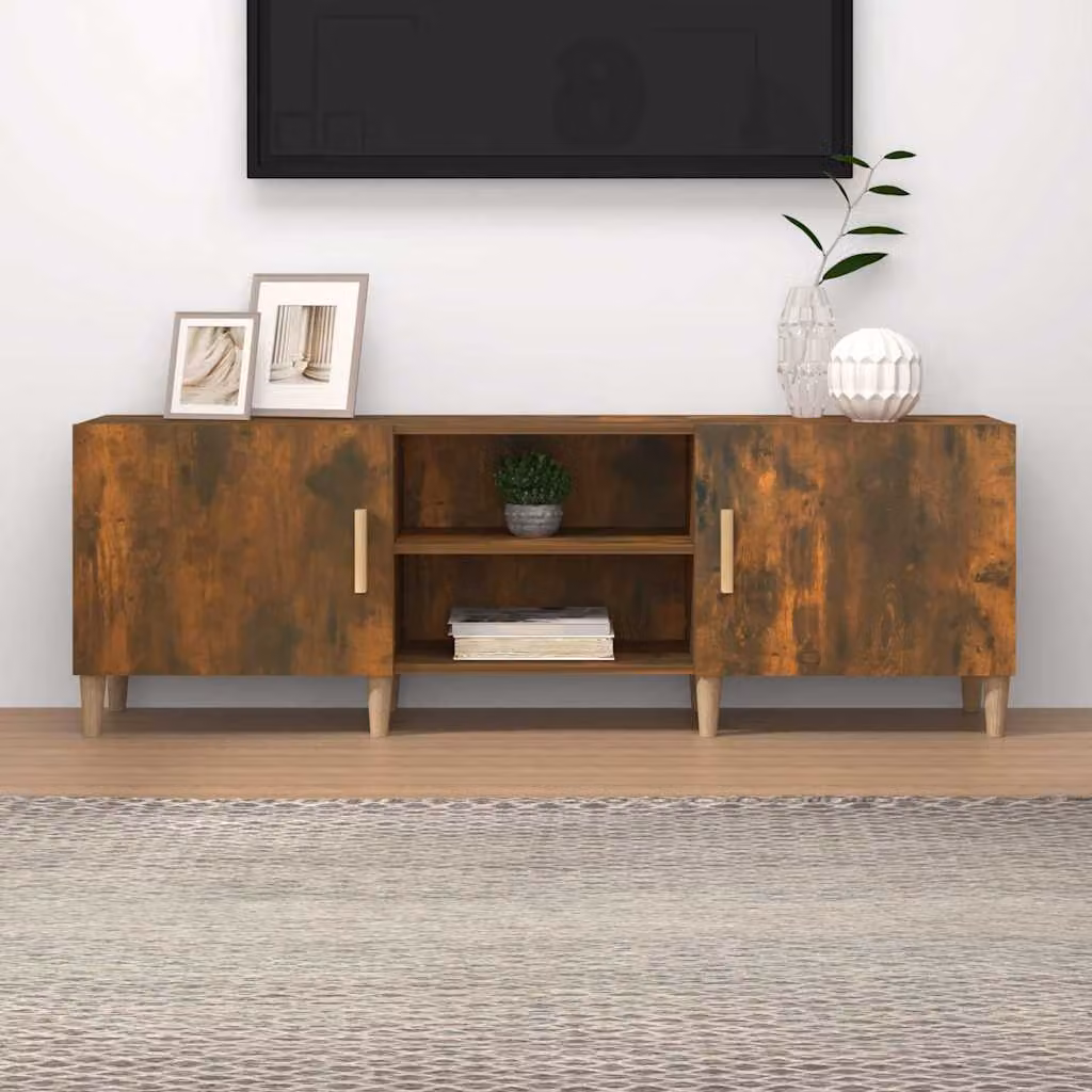 vidaXL Mobile Porta TV Rovere Fumo in Legno Multistrato, Colore Marrone, L 150 x P 30 x H 50 cm