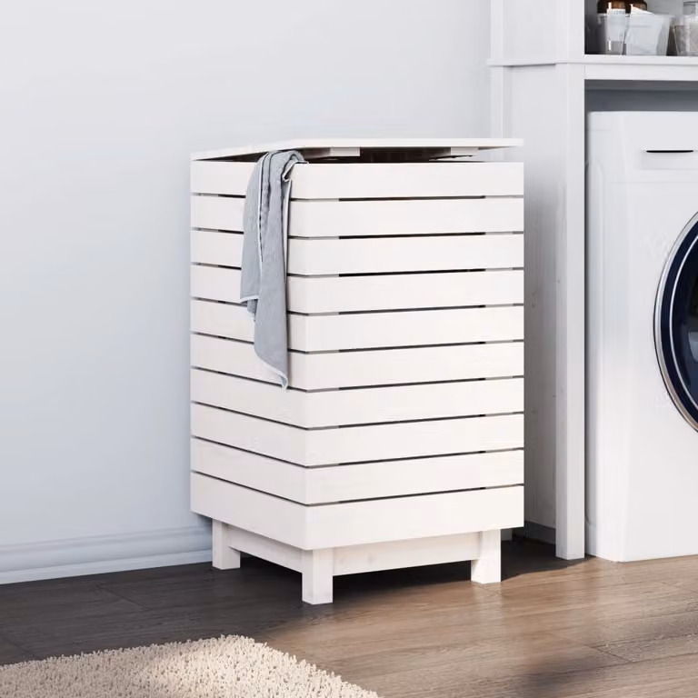 Cesto per bucato con coperchio vidaXL in legno di pino bianco L/P/H: 44 x 44 x 76 cm