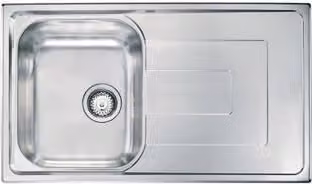 Lavello in acciaio inox COMO con una vasca a destra e gocciolatoio, colore argento, L: 86 cm, P: 50 cm